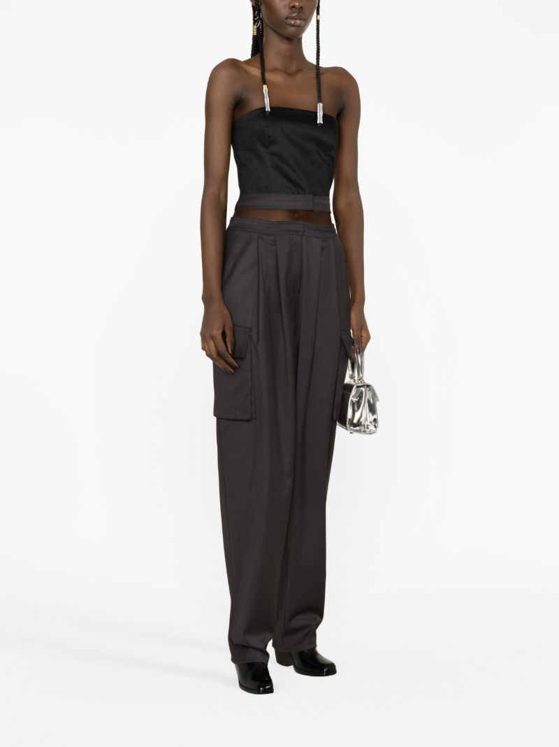 Grey Cut-out Pleated Trousers