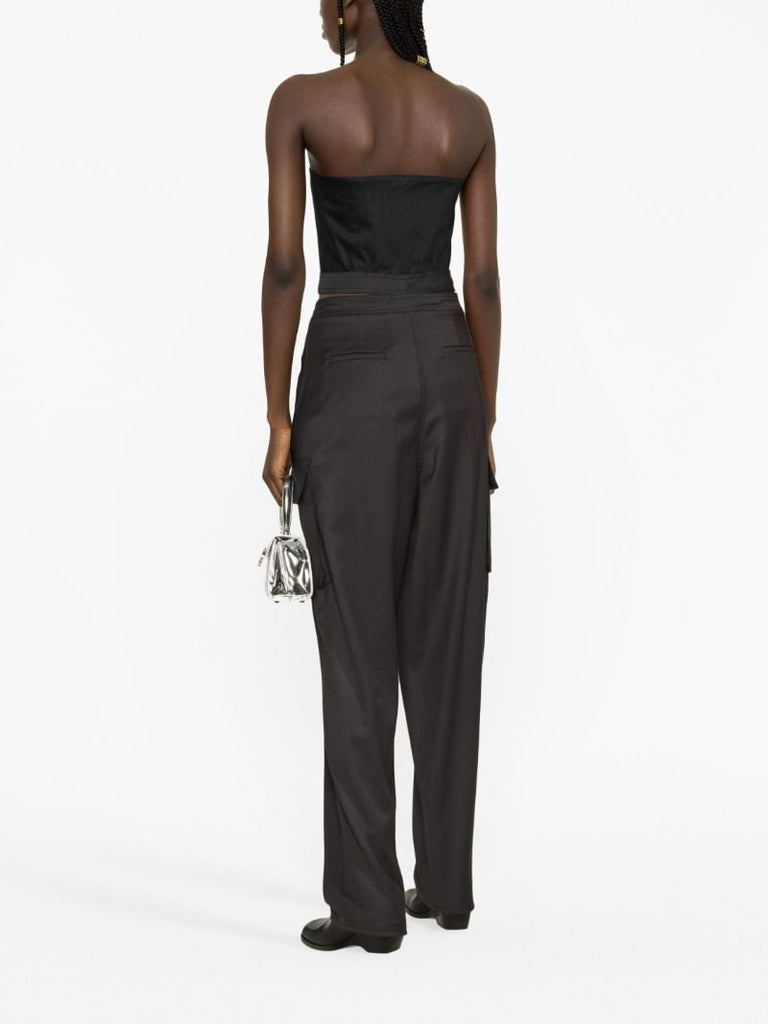 Grey Cut-out Pleated Trousers