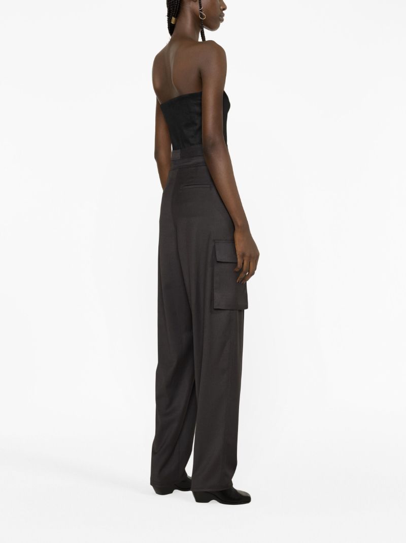 Grey Cut-out Pleated Trousers