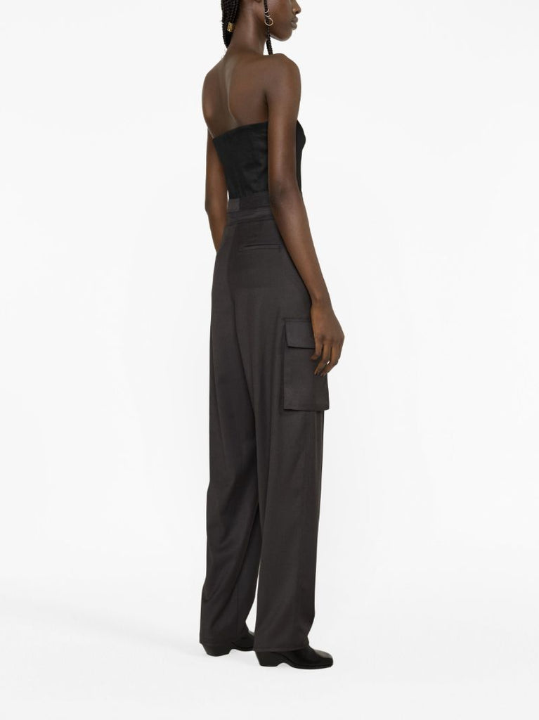 Grey Cut-out Pleated Trousers