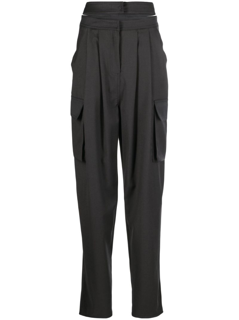 Grey Cut-out Pleated Trousers