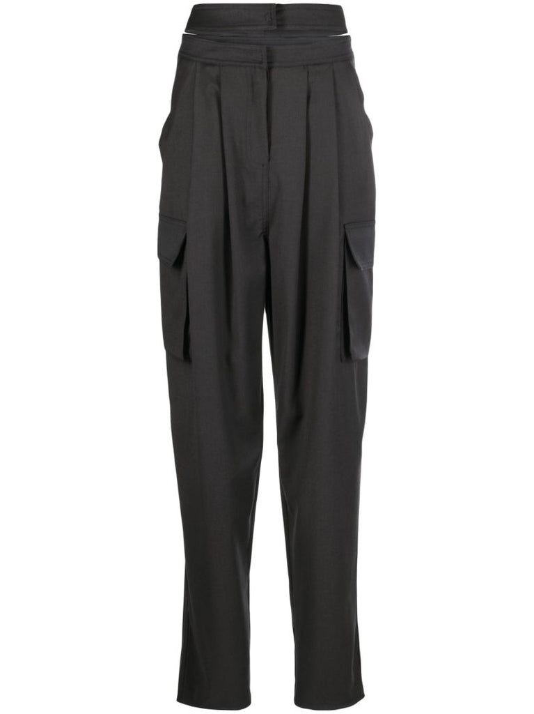 Grey Cut-out Pleated Trousers