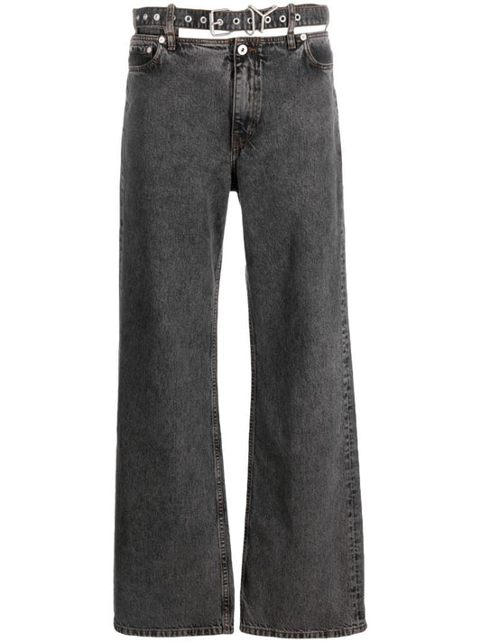 Black Y Belt Wide-leg Jeans