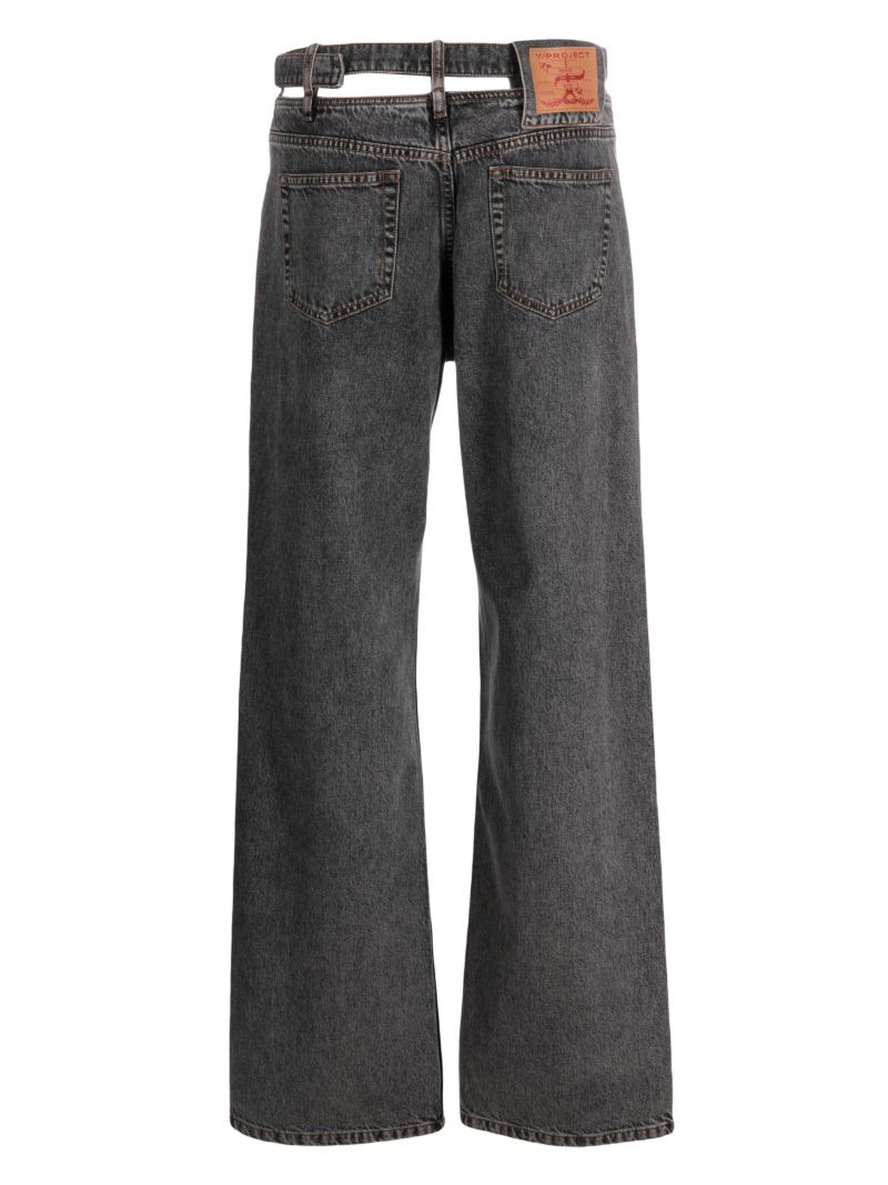 Black Y Belt Wide-leg Jeans