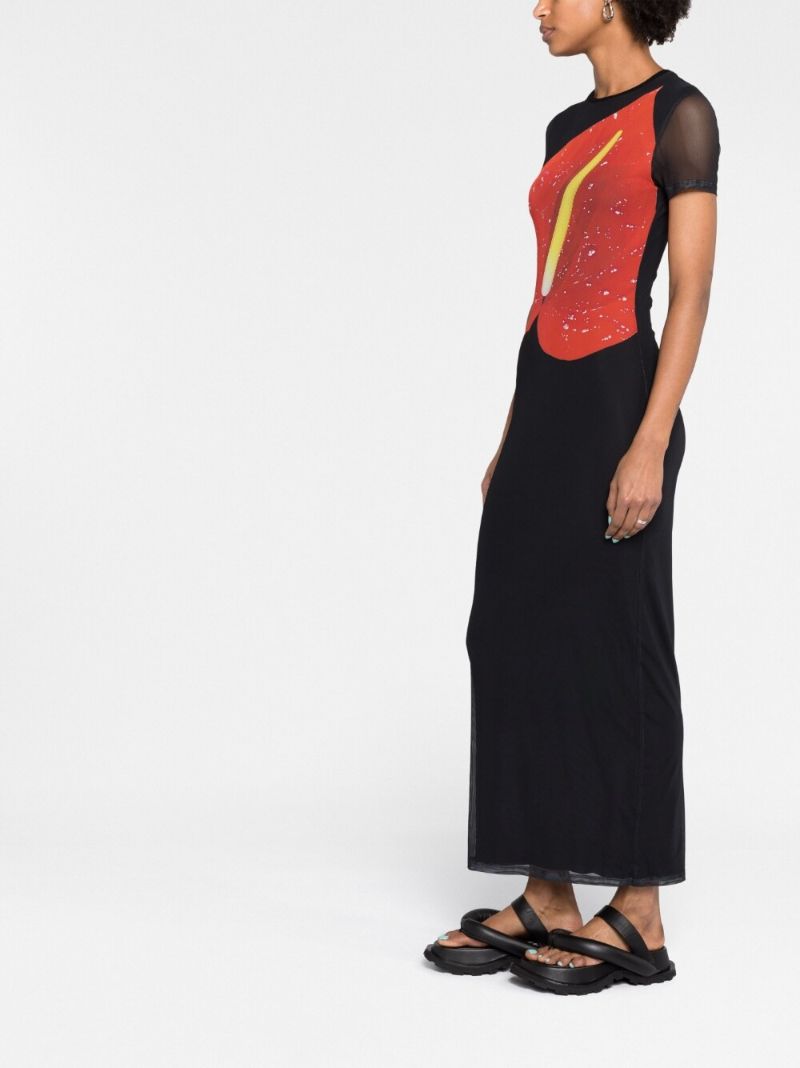 Black Anthurium Printed Maxi Dress