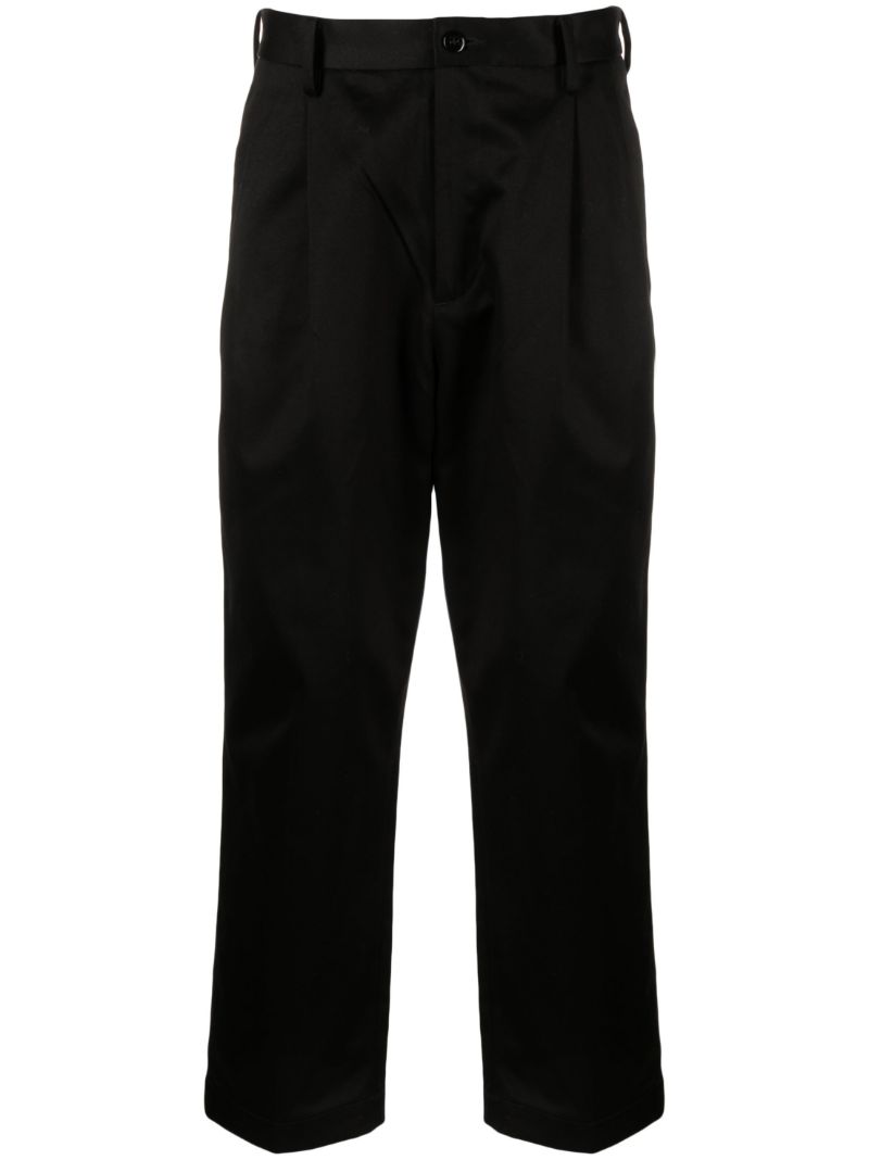 Black Satin Straight-leg Trousers