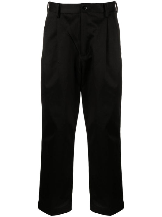 Black Satin Straight-leg Trousers