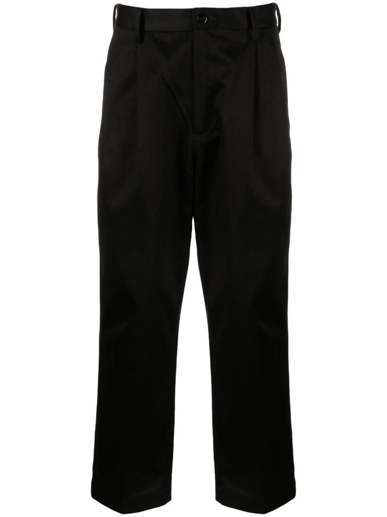 Black Satin Straight-leg Trousers