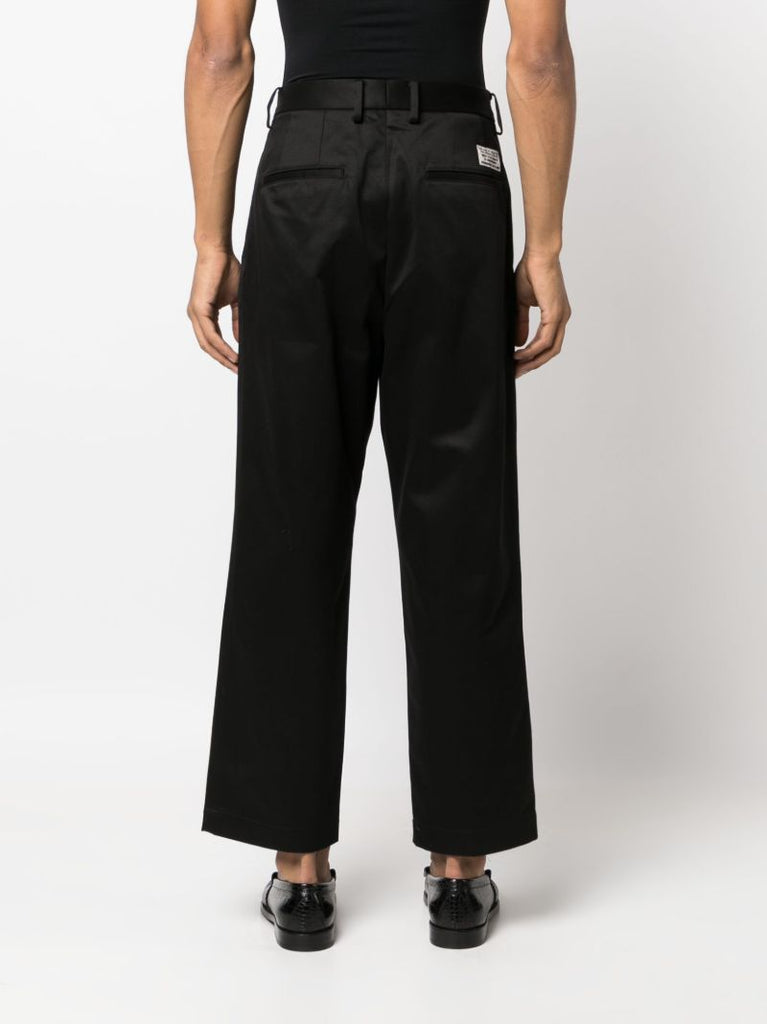 Black Satin Straight-leg Trousers