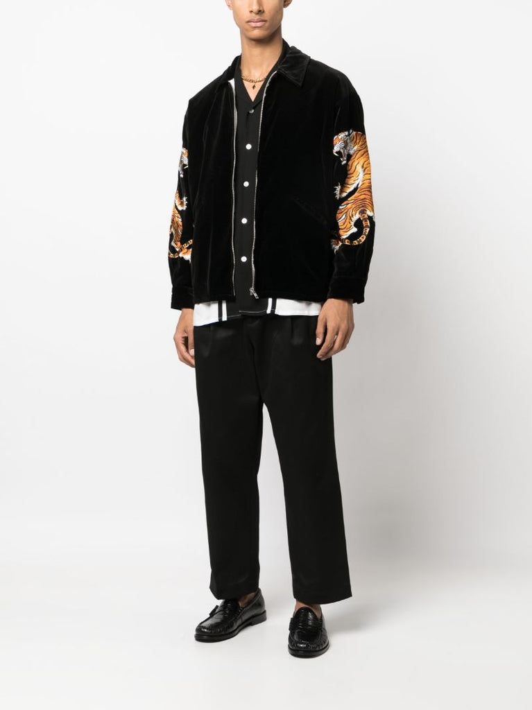 Black Satin Straight-leg Trousers