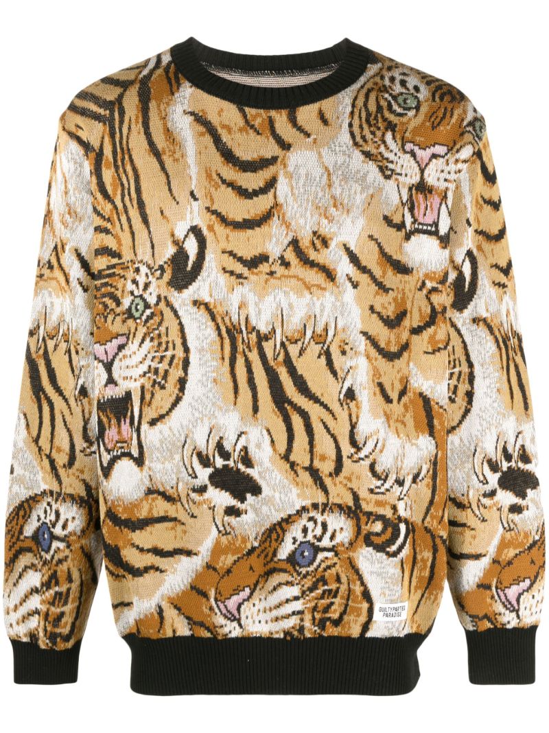 X Tim Lehi Orange Tiger Jacquard Sweatshirt