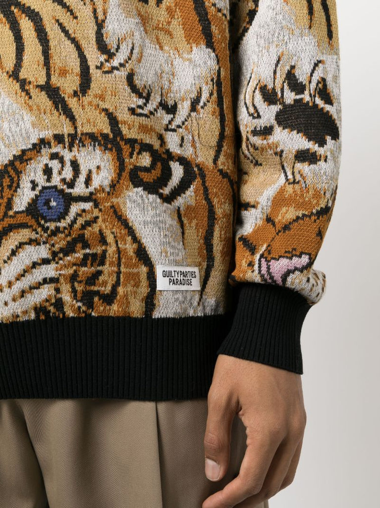 X Tim Lehi Orange Tiger Jacquard Sweatshirt