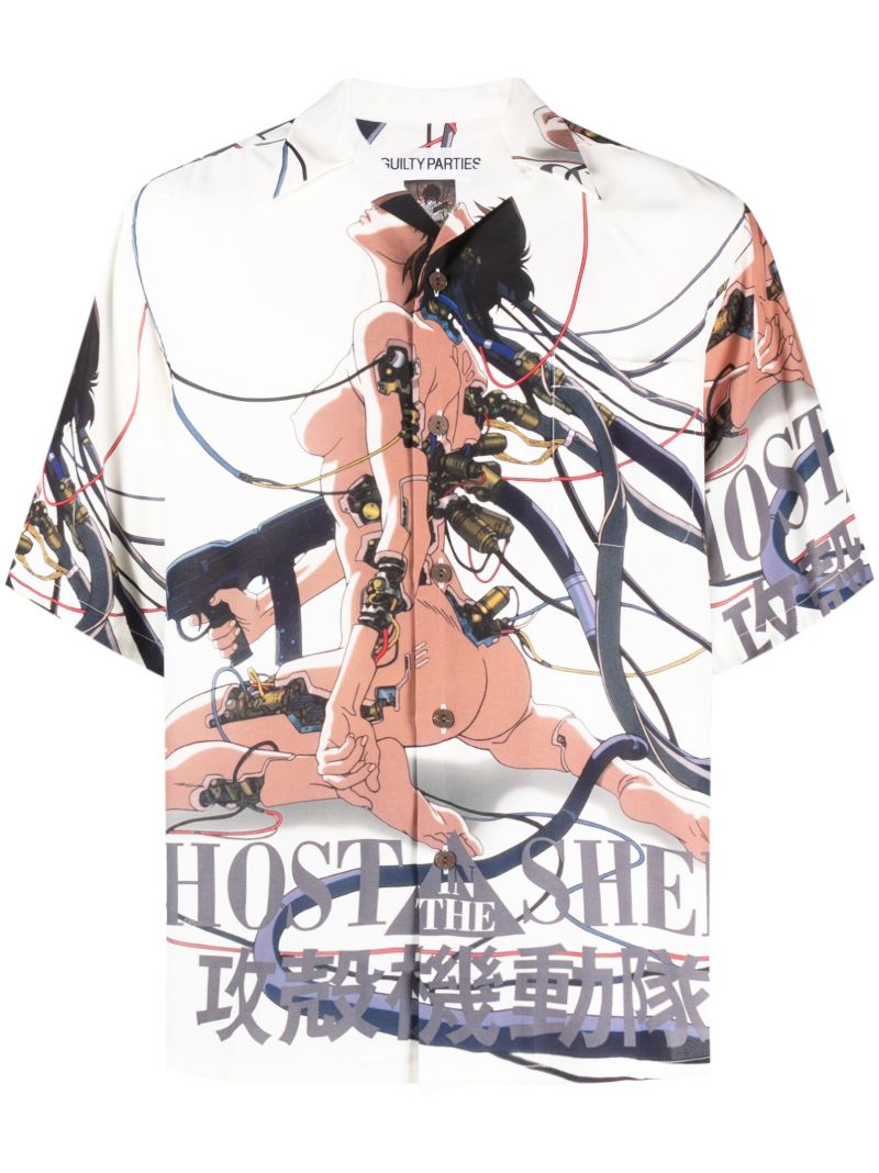 White Ghost in the Shell-print Shirt