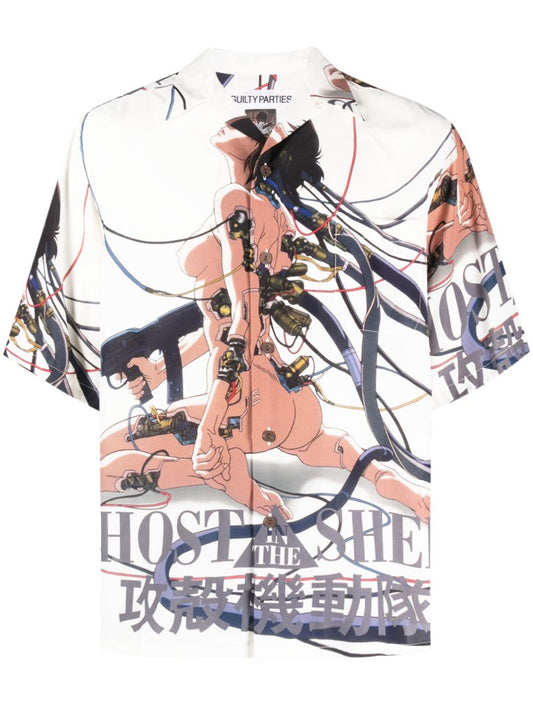 White Ghost in the Shell-print Shirt