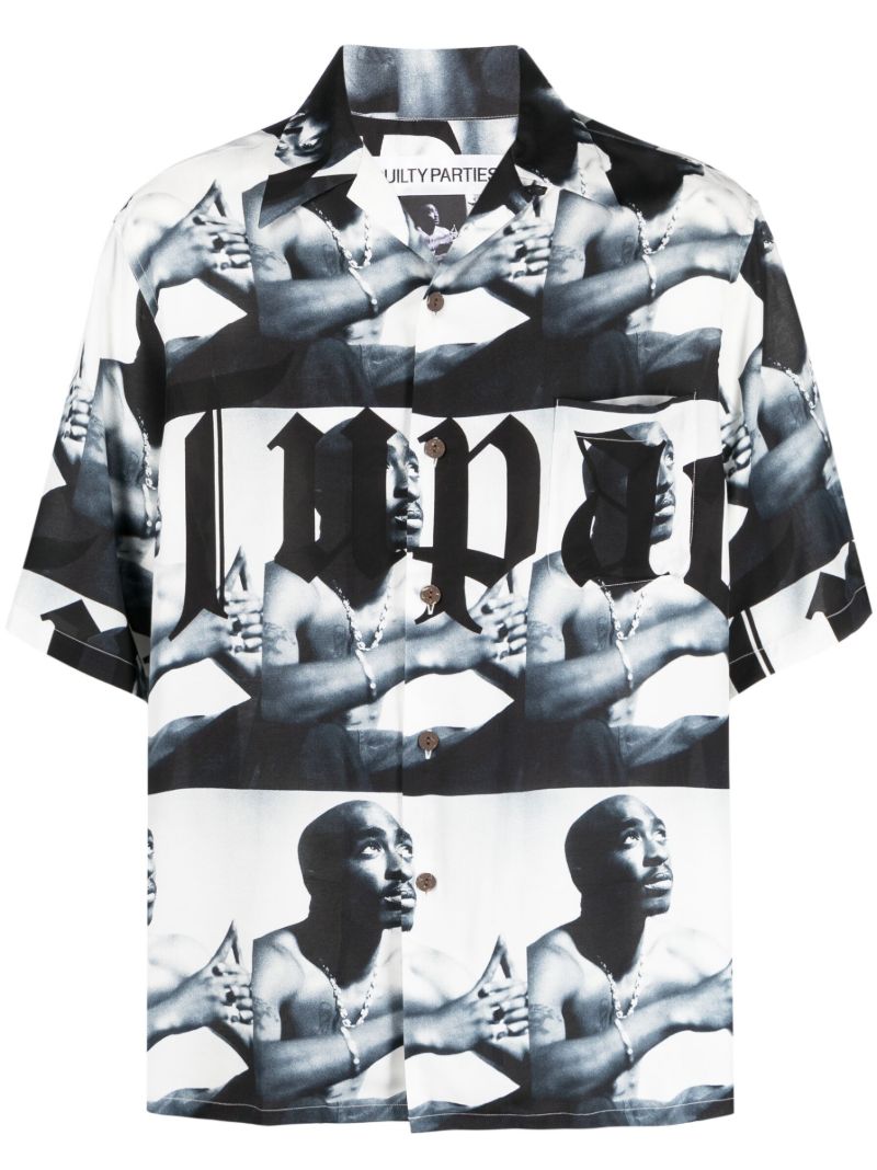 X Jean-michel Basquiat Black Tupac-print Shirt