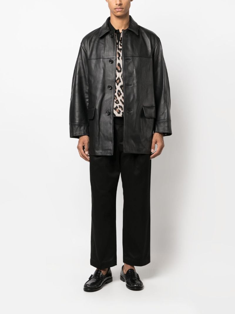 Black Button-up Leather Coat