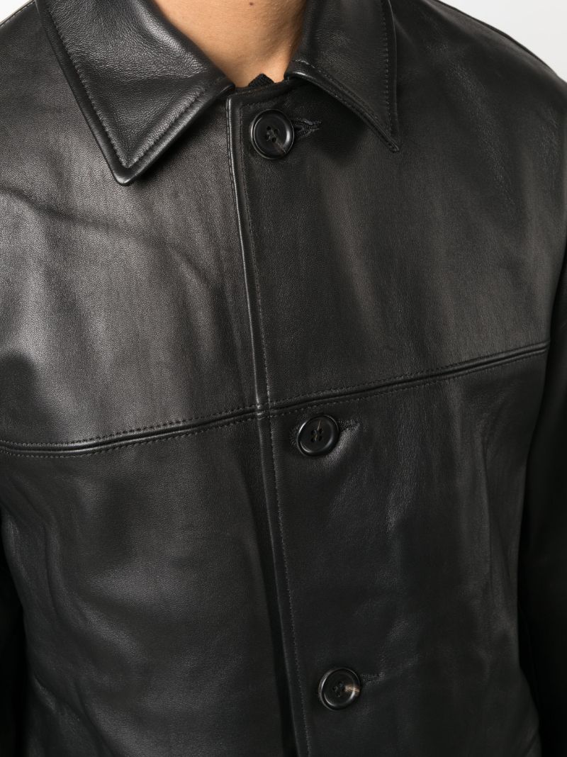 Black Button-up Leather Coat