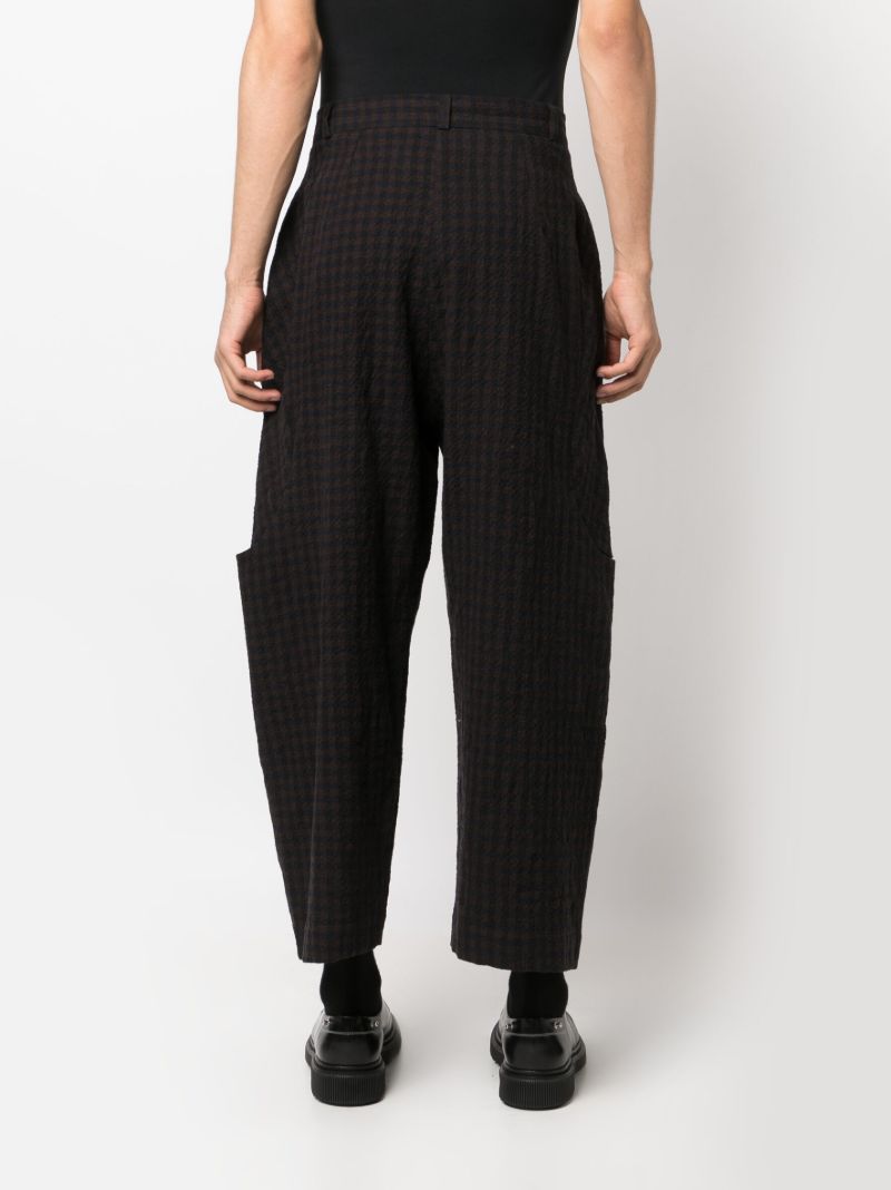 Brown Malay Gingham Check-print Trousers