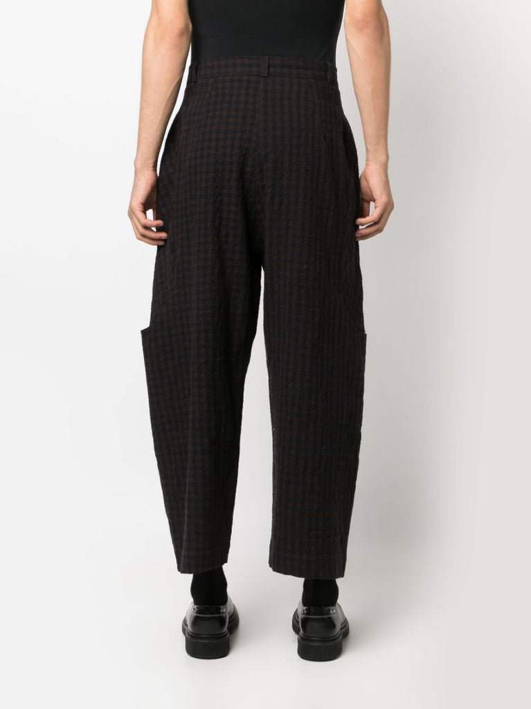 Brown Malay Gingham Check-print Trousers