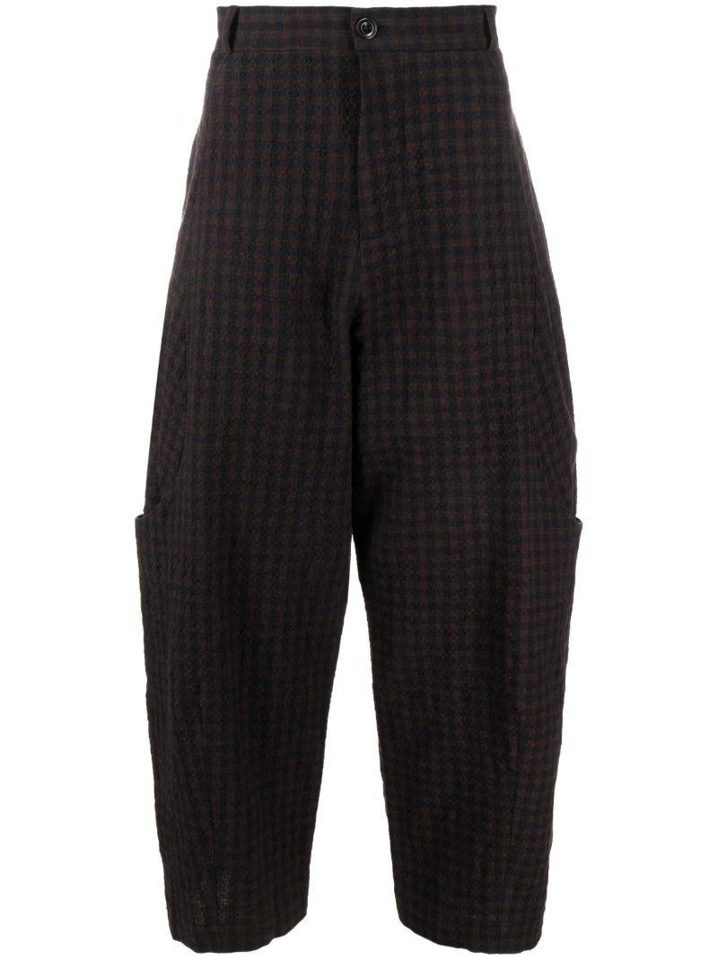 Brown Malay Gingham Check-print Trousers