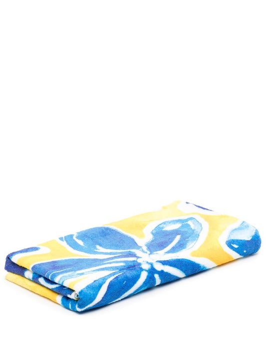 Blue Floral Print Beach Towel