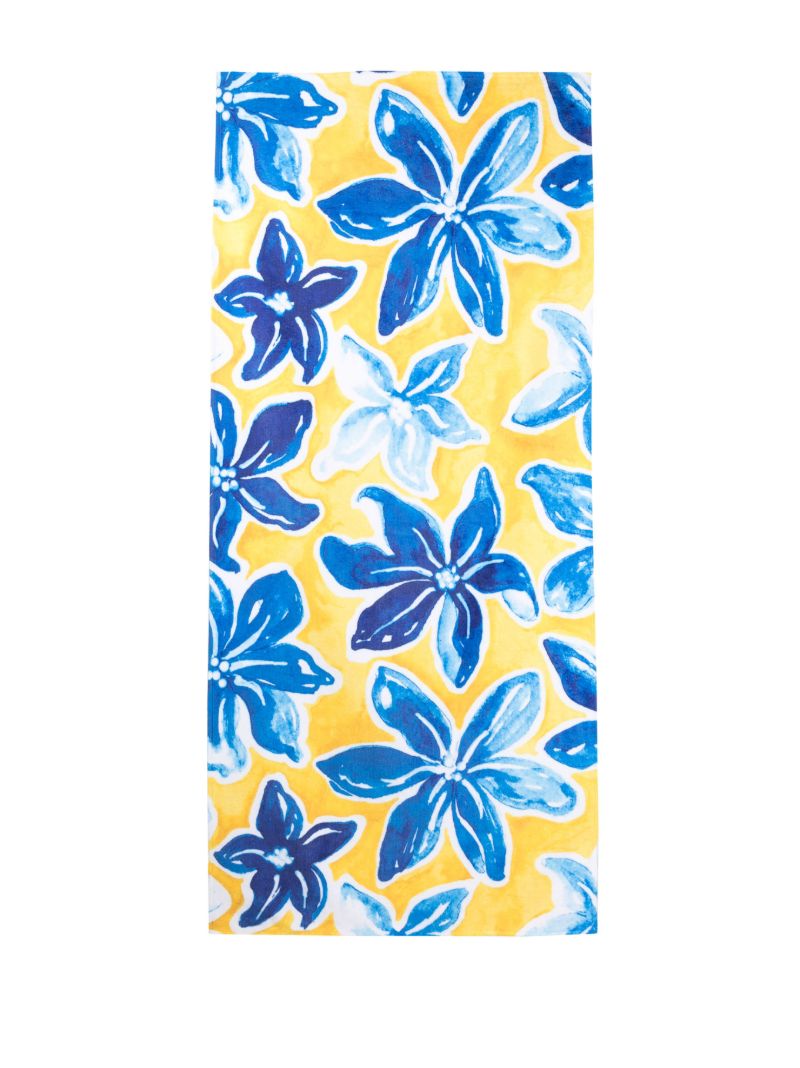 Blue Floral Print Beach Towel