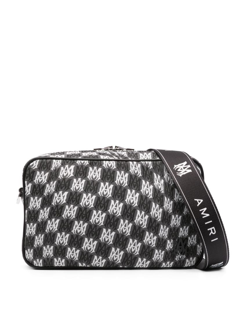 Black Wavy Houndstooth Messenger Bag