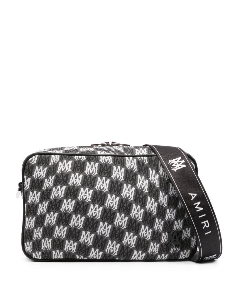 Black Wavy Houndstooth Messenger Bag