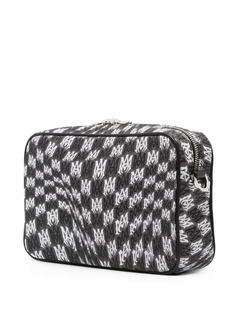 Black Wavy Houndstooth Messenger Bag