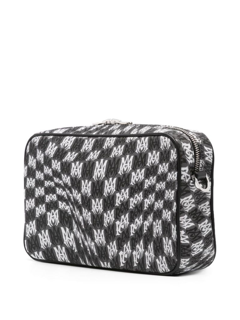Black Wavy Houndstooth Messenger Bag