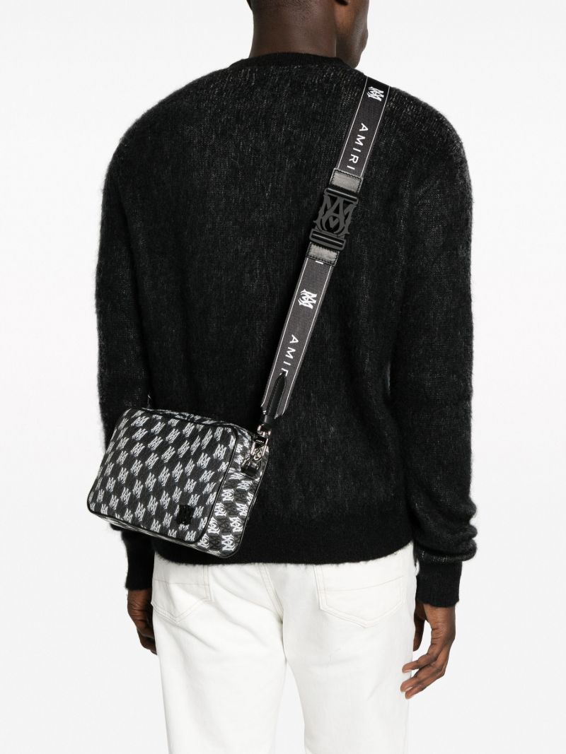 Black Wavy Houndstooth Messenger Bag