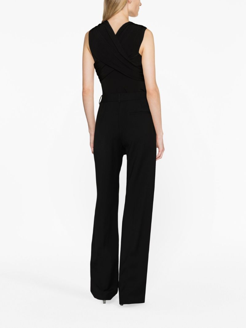 Black Crystal-embellished Cut-out Wool Trousers