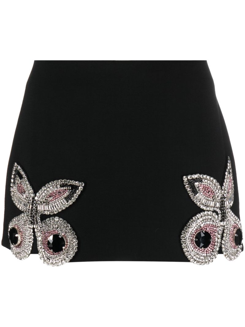 Black Butterfly Crystal Mini Skirt