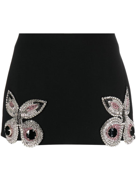 Black Butterfly Crystal Mini Skirt