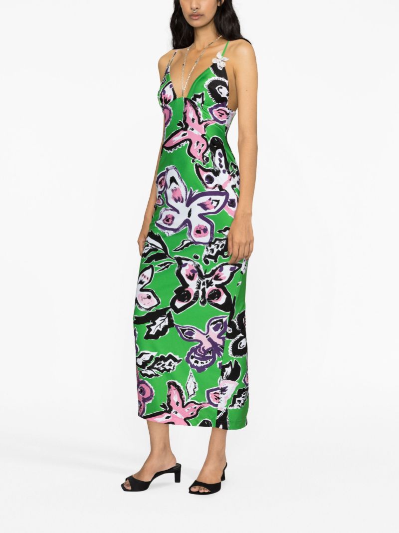 Green Butterfly Print Maxi Dress