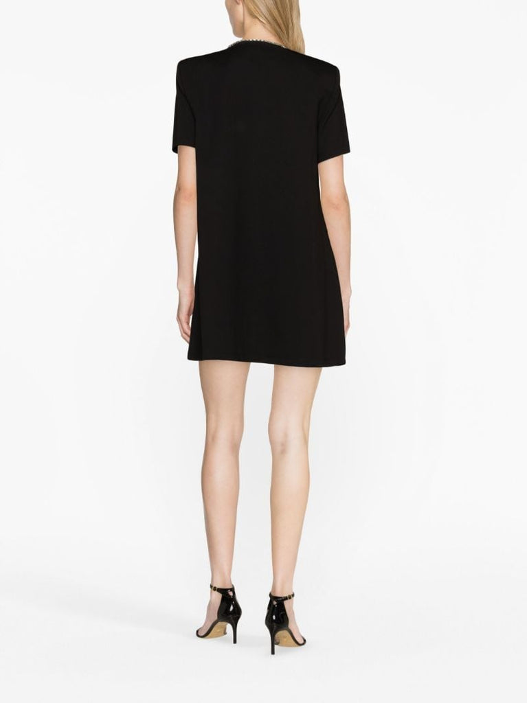 Black Crystal Bow Mini Dress