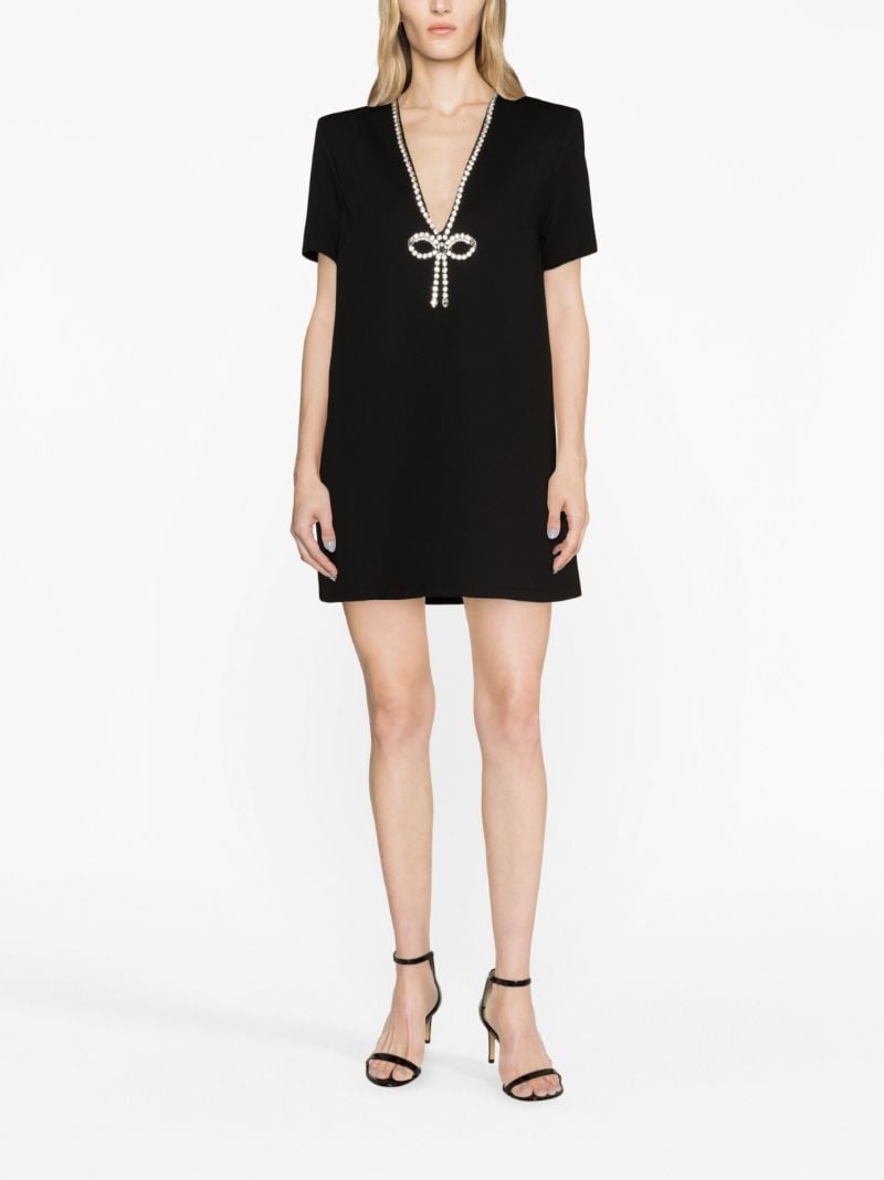 Black Crystal Bow Mini Dress