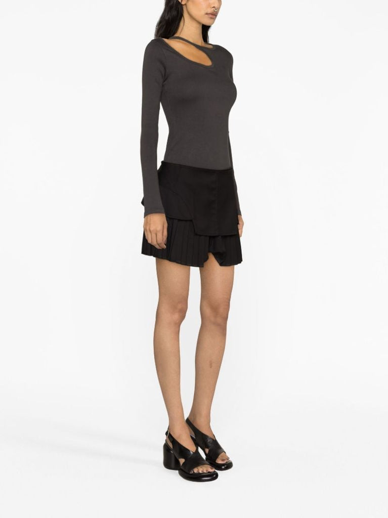 Black Corset Pleated Mini Skirt