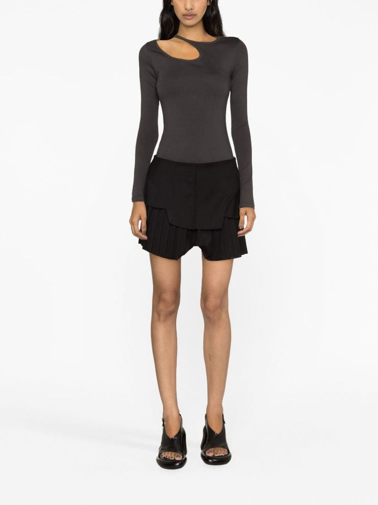 Black Corset Pleated Mini Skirt