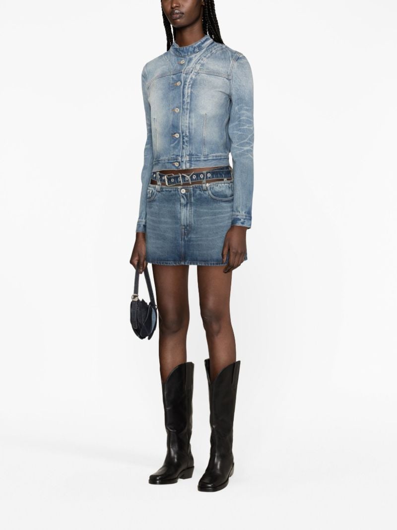 Blue Y-belt Denim Mini Skirt