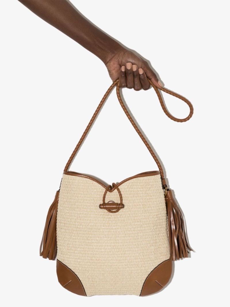 Neutral Tyag Raffia Shoulder Bag