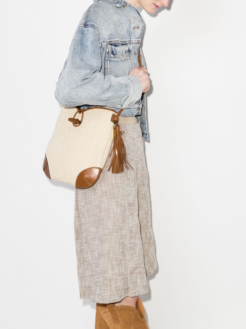 Neutral Tyag Raffia Shoulder Bag