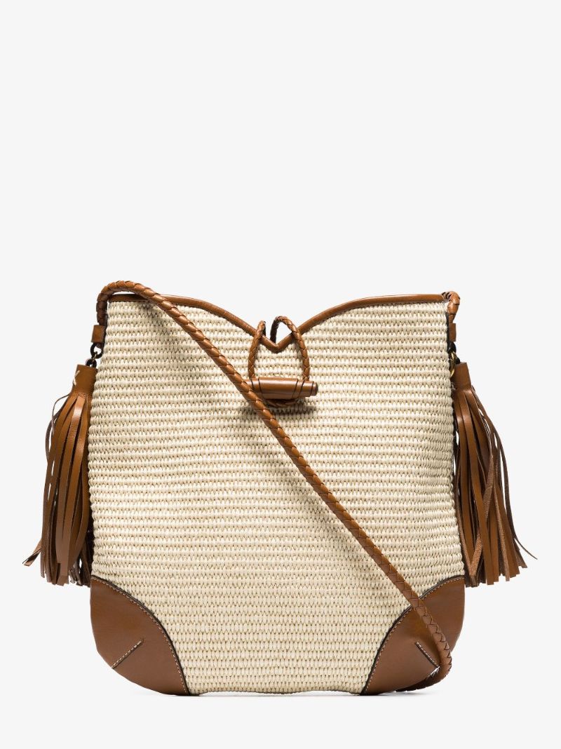 Neutral Tyag Raffia Shoulder Bag