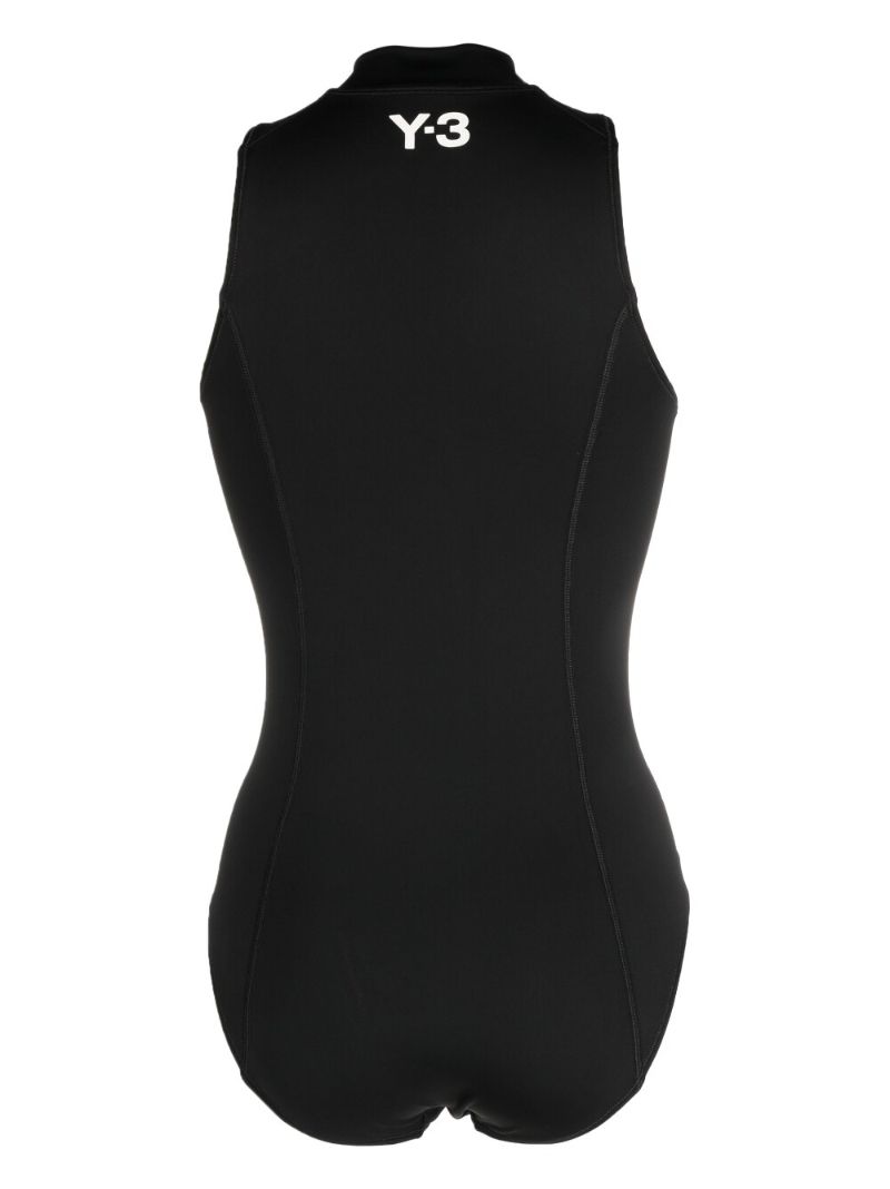Black High-neck Half-zip Swimsuit