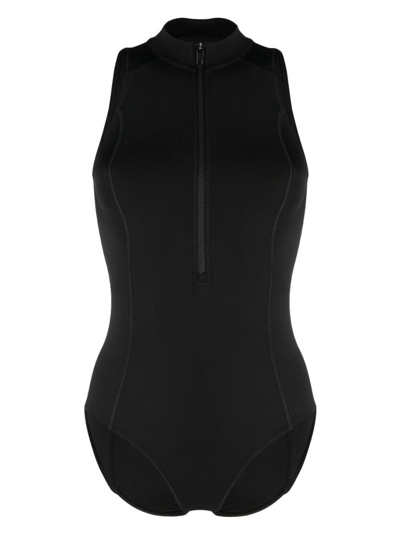 Black High-neck Half-zip Swimsuit