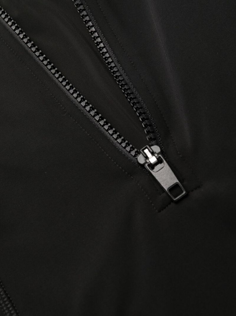 Black High-neck Half-zip Swimsuit