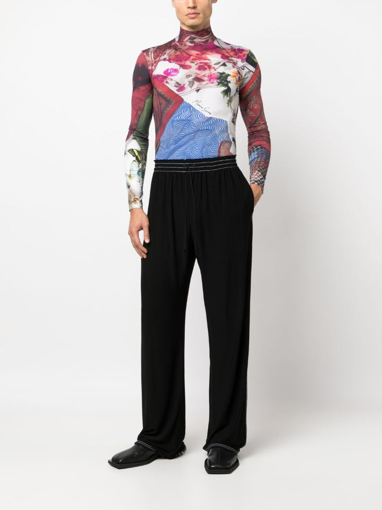 Black Elasticated Waistband Straight Trousers
