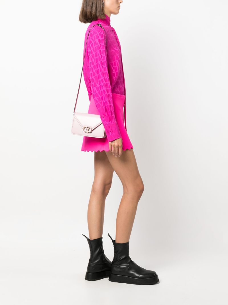 Pink Letter Small Leather Crossbody Bag
