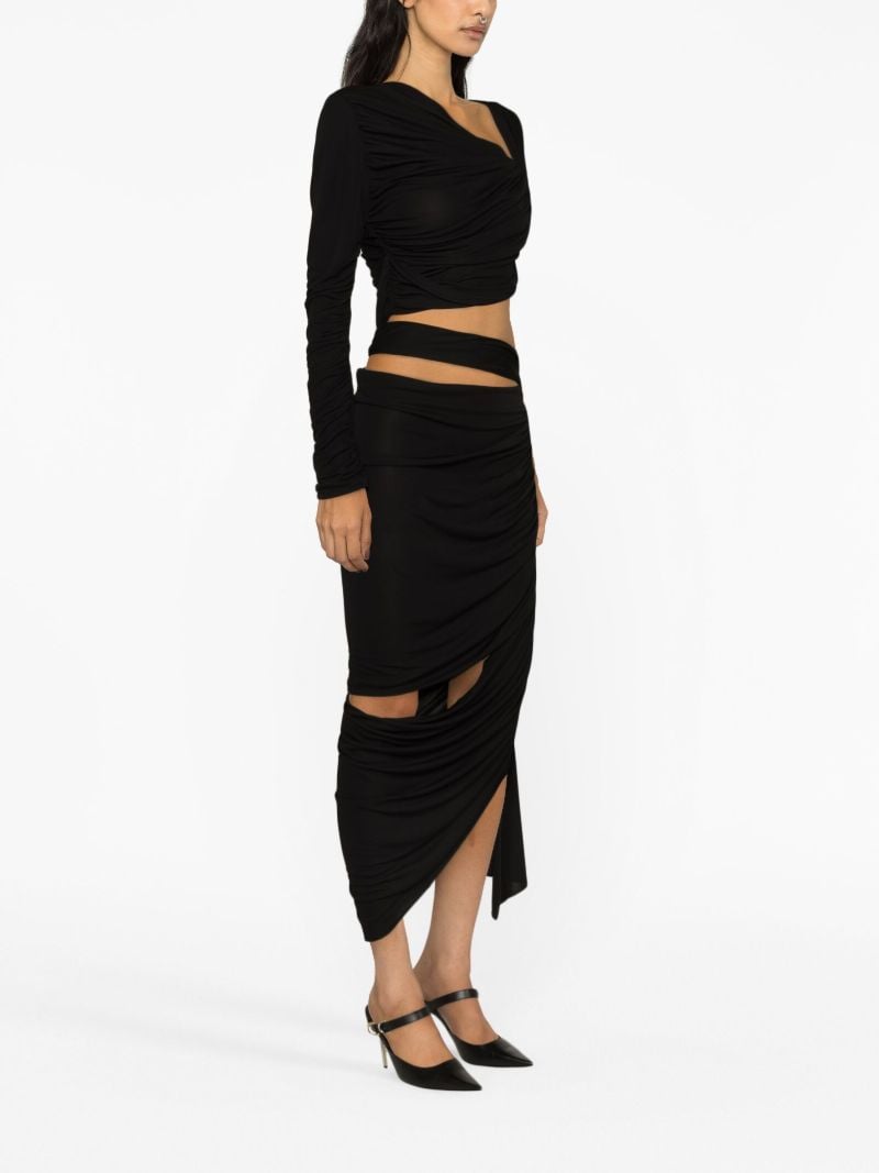 Black Draped Jersey Crop Top
