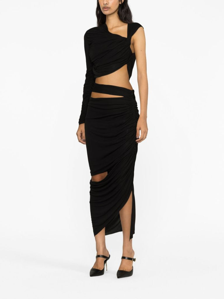 Black Draped Jersey Crop Top